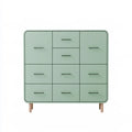 Green Ovendraq dresser with central drawers and side doors, featuring a modern design and sleek storage solution.
