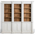 Ovendraq best seller white and brown glass display cabinet with three upper doors and lower panels, showcasing modern storage design.