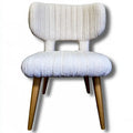 Gray Ovendraq split-back upholstered channel armchair with a modern design and comfortable padded seat.