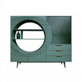 Green Ovendraq best seller armario with circular panel and side drawers, showcasing modern storage design.
