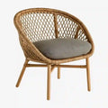 Ovendraq collection brown and gray woven-back chair with a dark cushion, showcasing stylish and comfortable seating.