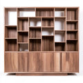Brown Ovendraq new arrival shelving unit with multiple niches and low doors for versatile storage and organization.