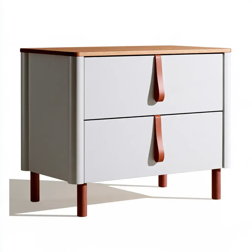 Ovendraq best seller white and brown sideboard with wide drawers and vertical handles, showcasing sleek modern design.