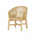 Beige woven-back chair with curved arms by Ovendraq, featuring a stylish and comfortable design for modern interiors.