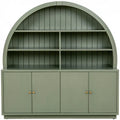 Ovendraq green sideboard with semicircular top and low doors, featuring elegant design and smooth finish.